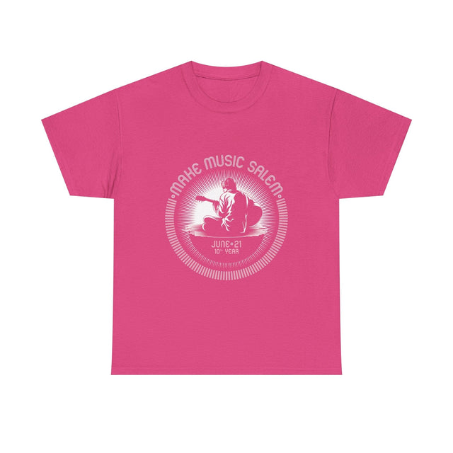 Make Music Day Salem Guitar Guy White Logo T-Shirt T-Shirt Printify - RiverCity Rockstar Academy Music Store, Salem Keizer Oregon