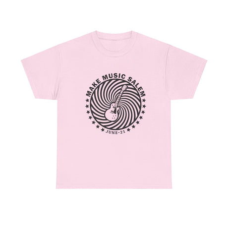 Make Music Salem Spiral Guitar T-Shirt T-Shirt Printify - RiverCity Rockstar Academy Music Store, Salem Keizer Oregon