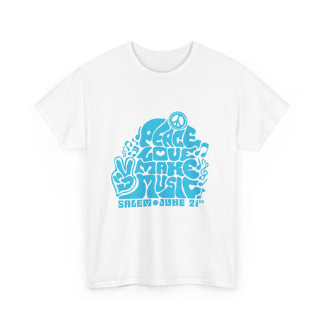 Make Music Day Salem Peace Love Blue Logo T-Shirt T-Shirt Printify - RiverCity Rockstar Academy Music Store, Salem Keizer Oregon