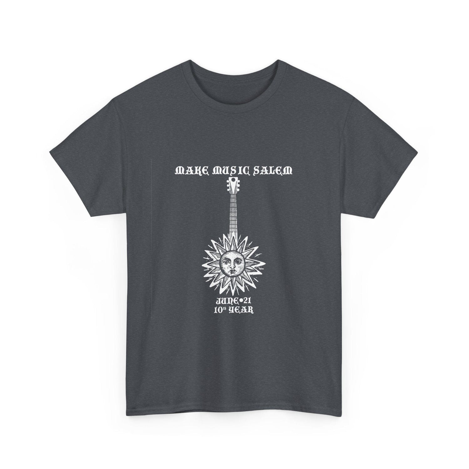 Make Music Day Salem Sun Guitar White Logo T-Shirt T-Shirt Printify - RiverCity Rockstar Academy Music Store, Salem Keizer Oregon