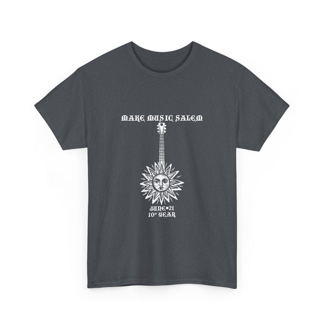 Make Music Day Salem Sun Guitar White Logo T-Shirt T-Shirt Printify - RiverCity Rockstar Academy Music Store, Salem Keizer Oregon