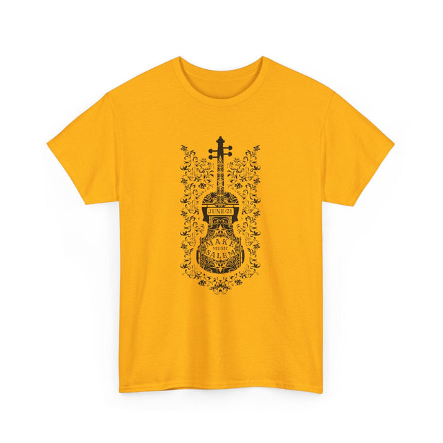 Make Music Day Salem Floral Violin Black Logo T-Shirt T-Shirt Printify - RiverCity Rockstar Academy Music Store, Salem Keizer Oregon