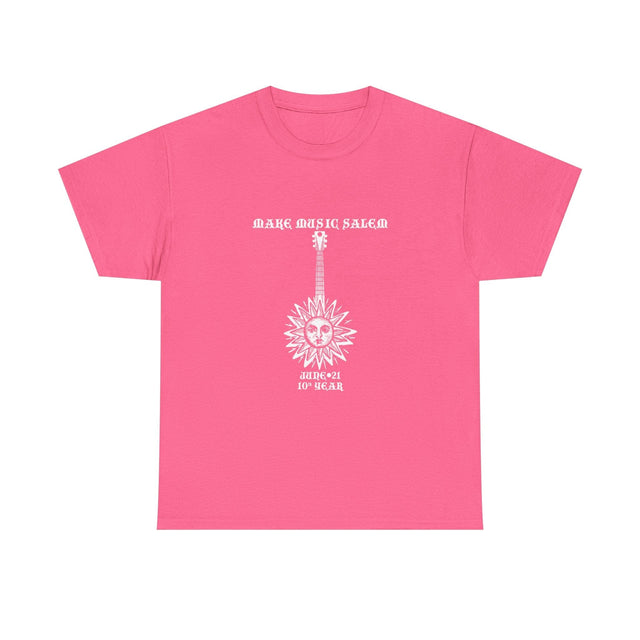 Make Music Day Salem Sun Guitar White Logo T-Shirt T-Shirt Printify - RiverCity Rockstar Academy Music Store, Salem Keizer Oregon