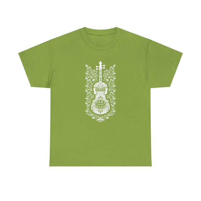 Make Music Day Salem Floral Violin White Logo T-Shirt T-Shirt Printify - RiverCity Rockstar Academy Music Store, Salem Keizer Oregon