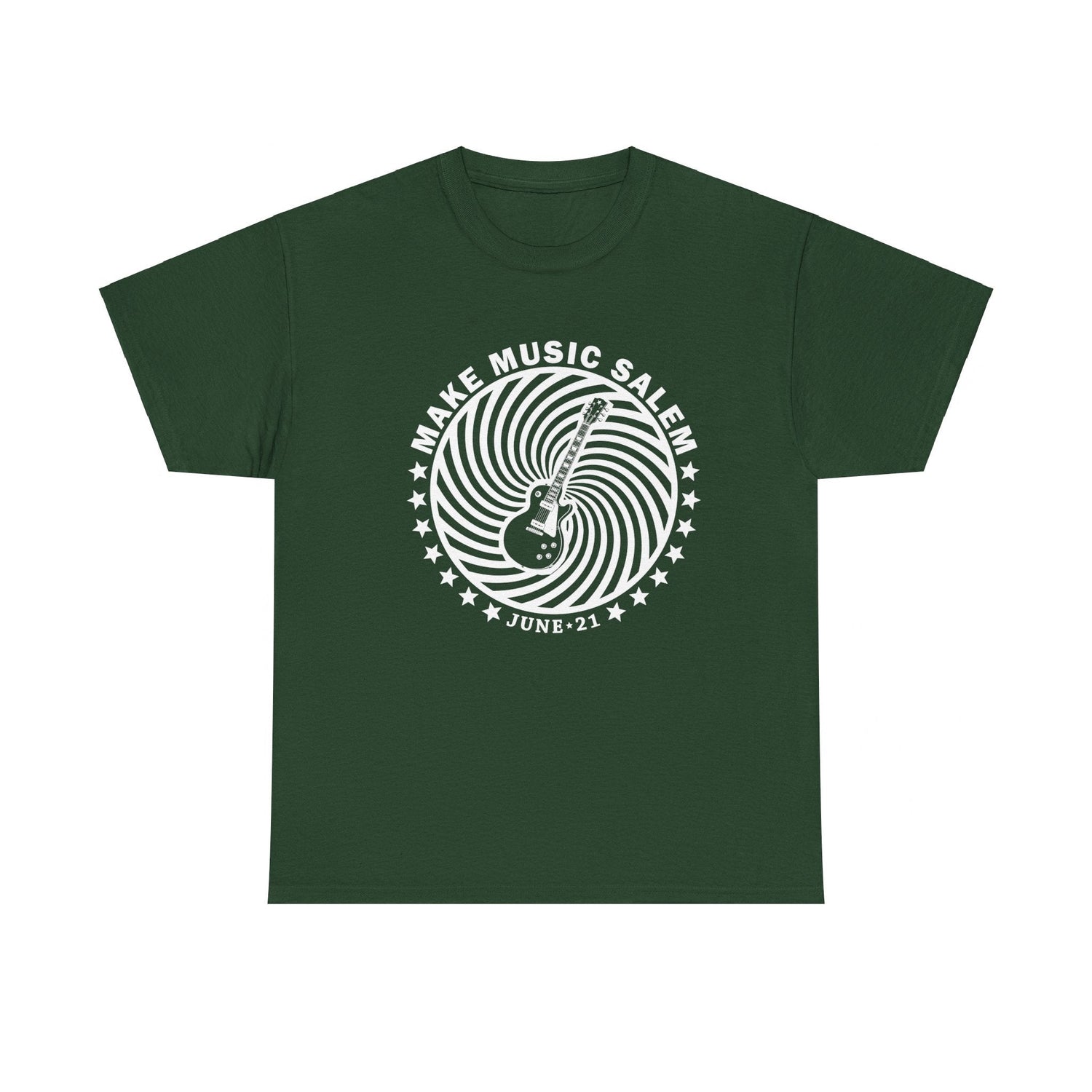 Make Music Salem Guitar Spiral T-Shirt T-Shirt Printify - RiverCity Rockstar Academy Music Store, Salem Keizer Oregon
