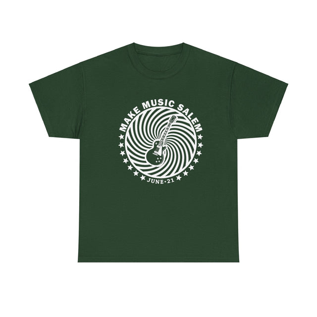 Make Music Salem Guitar Spiral T-Shirt T-Shirt Printify - RiverCity Rockstar Academy Music Store, Salem Keizer Oregon
