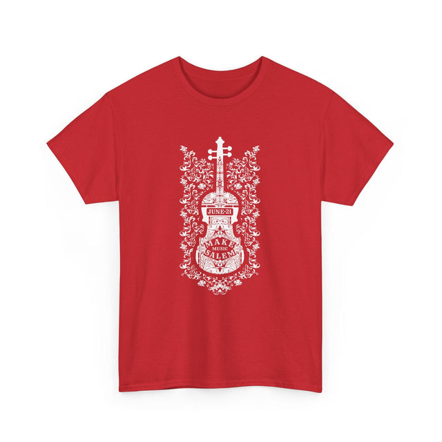 Make Music Day Salem Floral Violin White Logo T-Shirt T-Shirt Printify - RiverCity Rockstar Academy Music Store, Salem Keizer Oregon