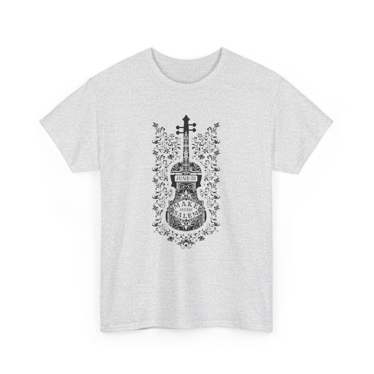 Make Music Day Salem Floral Violin Black Logo T-Shirt T-Shirt Printify - RiverCity Rockstar Academy Music Store, Salem Keizer Oregon