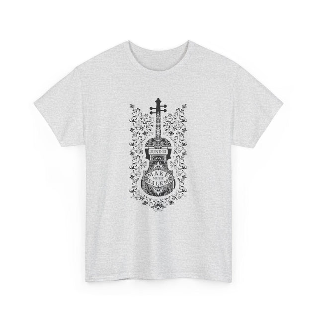 Make Music Day Salem Floral Violin Black Logo T-Shirt T-Shirt Printify - RiverCity Rockstar Academy Music Store, Salem Keizer Oregon