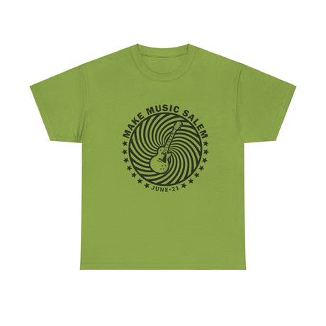 Make Music Salem Spiral Guitar T-Shirt T-Shirt Printify - RiverCity Rockstar Academy Music Store, Salem Keizer Oregon
