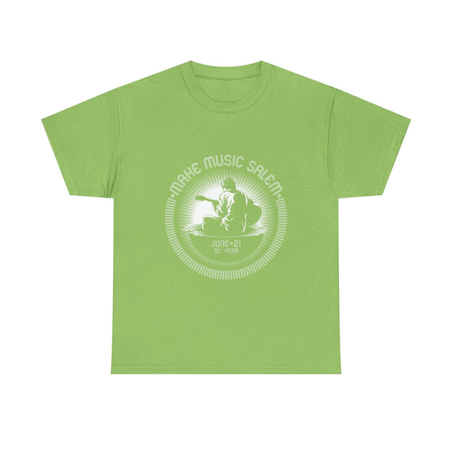 Make Music Day Salem Guitar Guy White Logo T-Shirt T-Shirt Printify - RiverCity Rockstar Academy Music Store, Salem Keizer Oregon