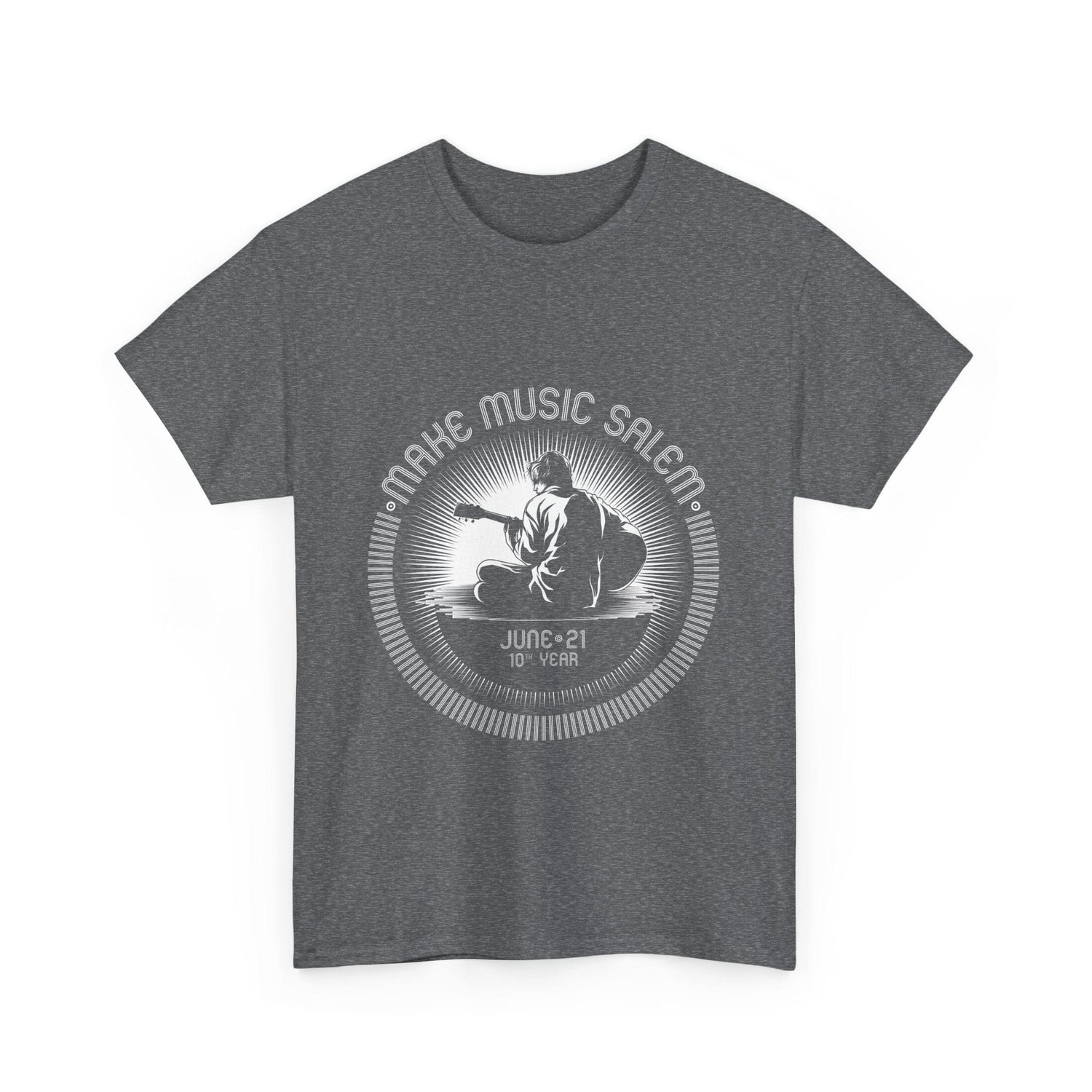 Make Music Day Salem Guitar Guy White Logo T-Shirt T-Shirt Printify - RiverCity Rockstar Academy Music Store, Salem Keizer Oregon