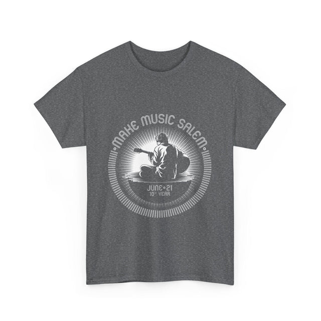Make Music Day Salem Guitar Guy White Logo T-Shirt T-Shirt Printify - RiverCity Rockstar Academy Music Store, Salem Keizer Oregon