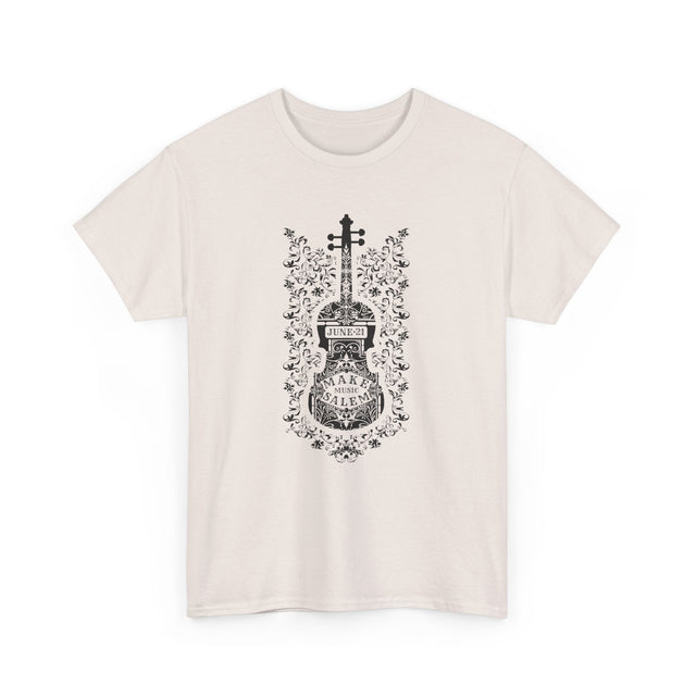 Make Music Day Salem Floral Violin Black Logo T-Shirt T-Shirt Printify - RiverCity Rockstar Academy Music Store, Salem Keizer Oregon