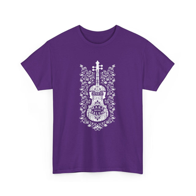 Make Music Day Salem Floral Violin White Logo T-Shirt T-Shirt Printify - RiverCity Rockstar Academy Music Store, Salem Keizer Oregon
