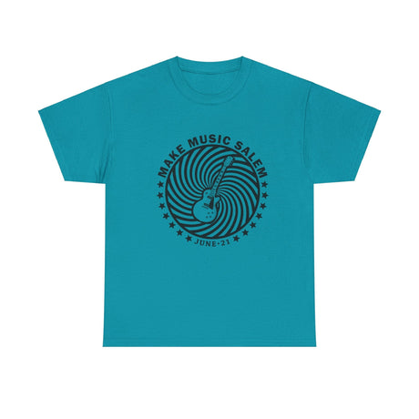 Make Music Salem Spiral Guitar T-Shirt T-Shirt Printify - RiverCity Rockstar Academy Music Store, Salem Keizer Oregon