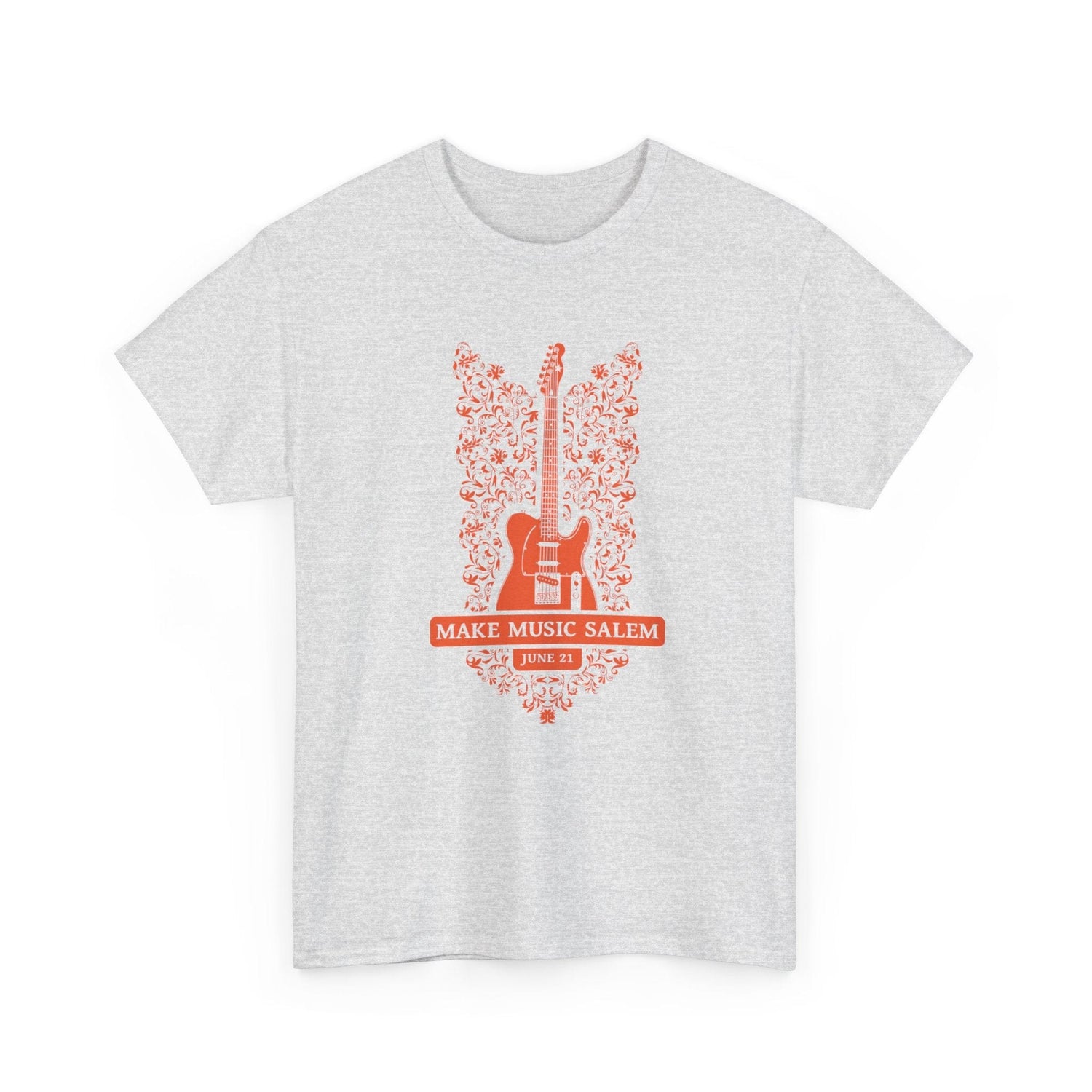 Make Music Salem Floral Guitar T-Shirt T-Shirt Printify - RiverCity Rockstar Academy Music Store, Salem Keizer Oregon