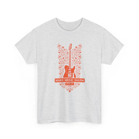 Make Music Salem Floral Guitar T-Shirt T-Shirt Printify - RiverCity Rockstar Academy Music Store, Salem Keizer Oregon