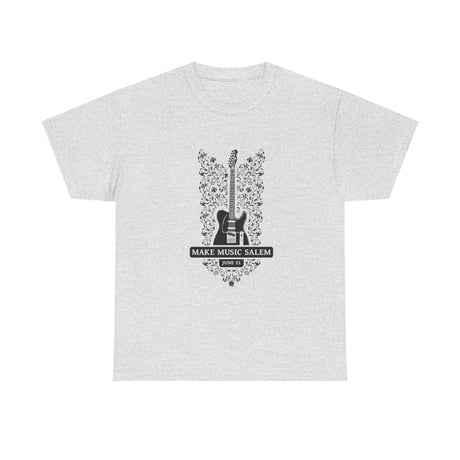 Make Music Day Salem Floral Guitar Black Logo T-Shirt T-Shirt Printify - RiverCity Rockstar Academy Music Store, Salem Keizer Oregon