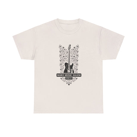 Make Music Day Salem Floral Guitar Black Logo T-Shirt T-Shirt Printify - RiverCity Rockstar Academy Music Store, Salem Keizer Oregon