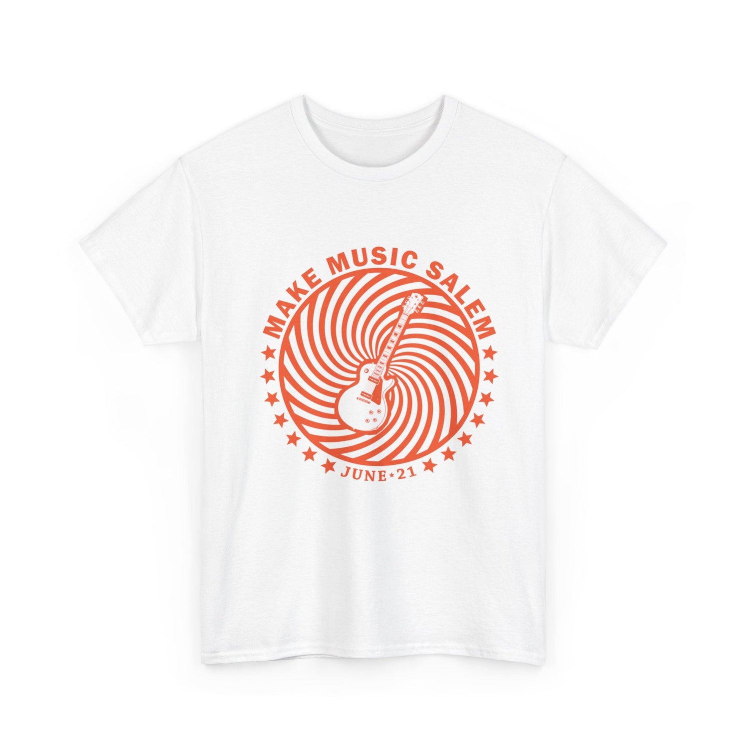 Make Music Day Salem Spiral Guitar Orange Logo T-Shirt T-Shirt Printify - RiverCity Rockstar Academy Music Store, Salem Keizer Oregon