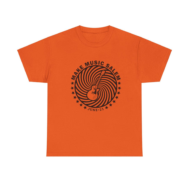 Make Music Salem Spiral Guitar T-Shirt T-Shirt Printify - RiverCity Rockstar Academy Music Store, Salem Keizer Oregon