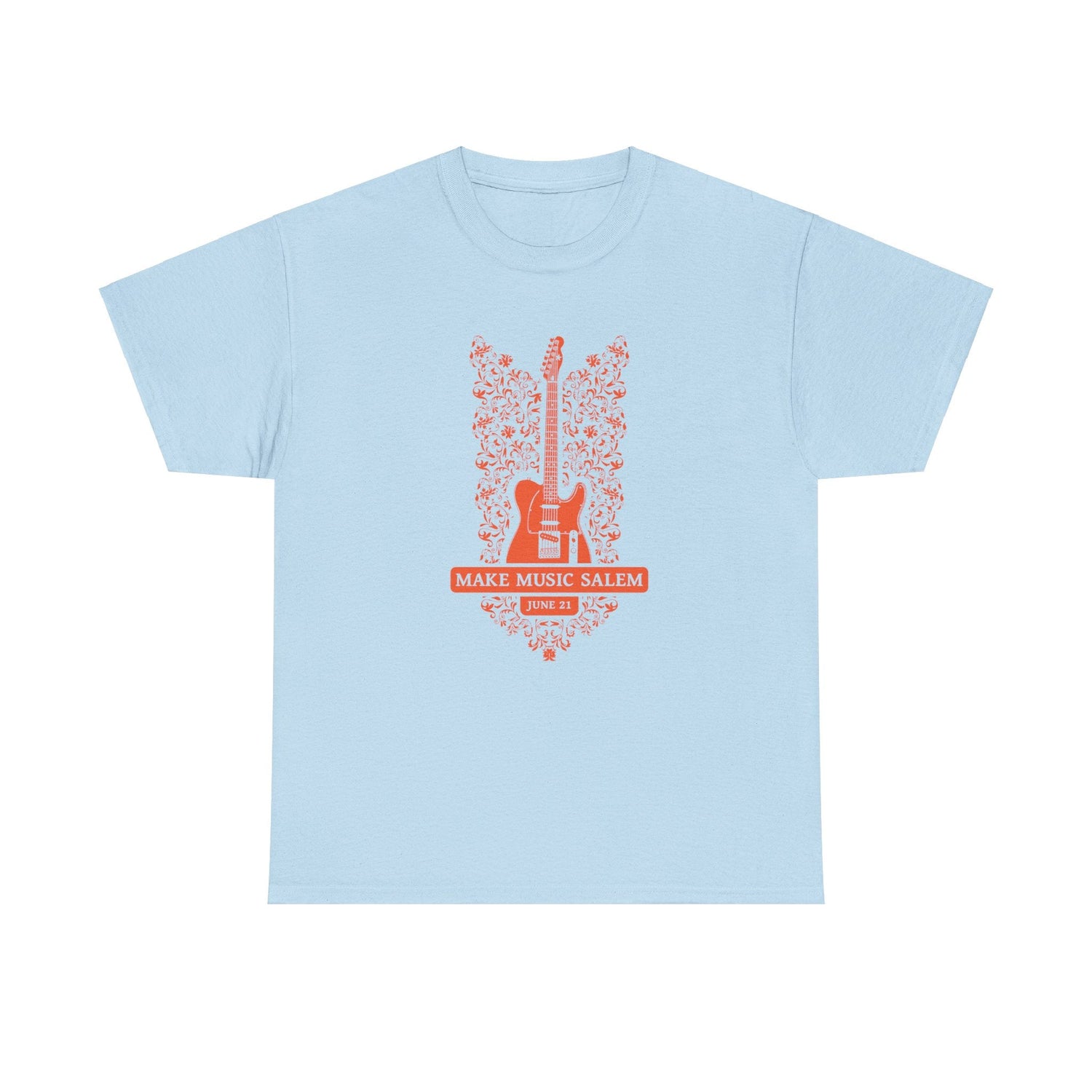 Make Music Salem Floral Guitar T-Shirt T-Shirt Printify - RiverCity Rockstar Academy Music Store, Salem Keizer Oregon