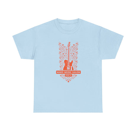 Make Music Salem Floral Guitar T-Shirt T-Shirt Printify - RiverCity Rockstar Academy Music Store, Salem Keizer Oregon