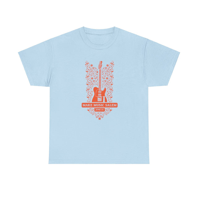 Make Music Salem Floral Guitar T-Shirt T-Shirt Printify - RiverCity Rockstar Academy Music Store, Salem Keizer Oregon