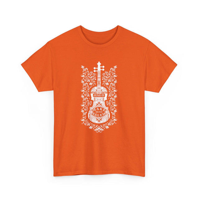 Make Music Day Salem Floral Violin White Logo T-Shirt T-Shirt Printify - RiverCity Rockstar Academy Music Store, Salem Keizer Oregon