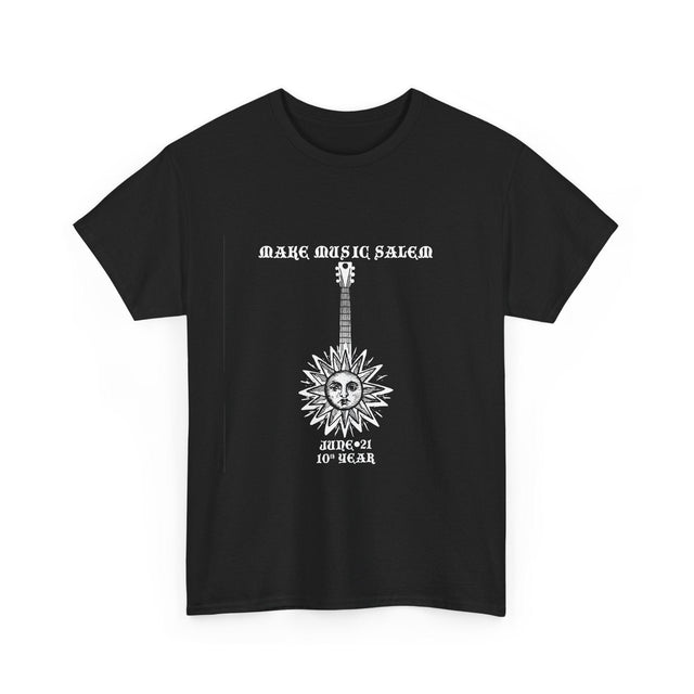 Make Music Day Salem Sun Guitar White Logo T-Shirt T-Shirt Printify - RiverCity Rockstar Academy Music Store, Salem Keizer Oregon