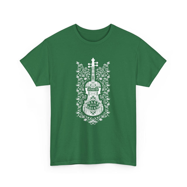 Make Music Day Salem Floral Violin White Logo T-Shirt T-Shirt Printify - RiverCity Rockstar Academy Music Store, Salem Keizer Oregon