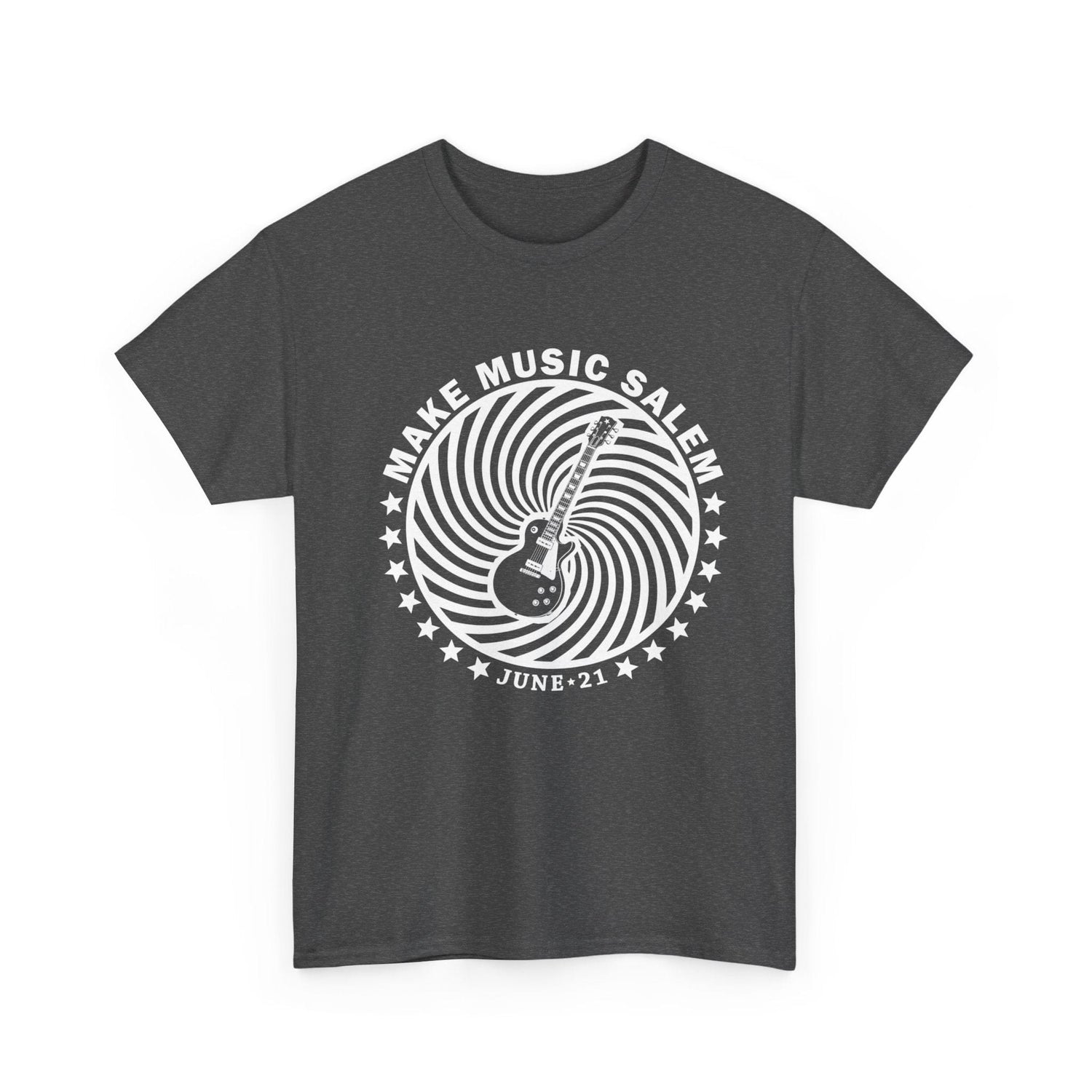 Make Music Salem Guitar Spiral T-Shirt T-Shirt Printify - RiverCity Rockstar Academy Music Store, Salem Keizer Oregon