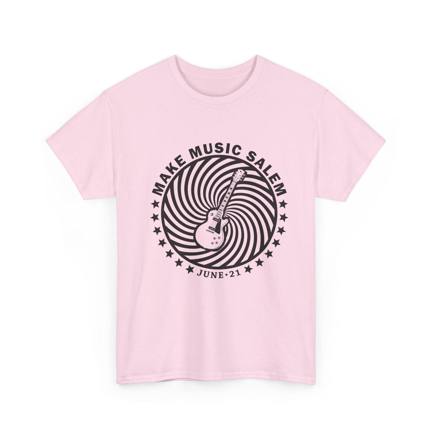 Make Music Salem Spiral Guitar T-Shirt T-Shirt Printify - RiverCity Rockstar Academy Music Store, Salem Keizer Oregon