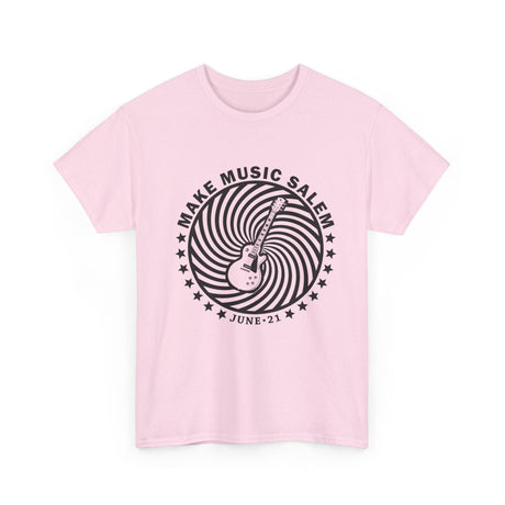 Make Music Salem Spiral Guitar T-Shirt T-Shirt Printify - RiverCity Rockstar Academy Music Store, Salem Keizer Oregon