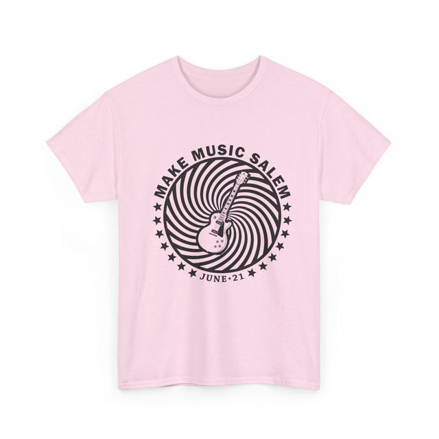 Make Music Salem Spiral Guitar T-Shirt T-Shirt Printify - RiverCity Rockstar Academy Music Store, Salem Keizer Oregon