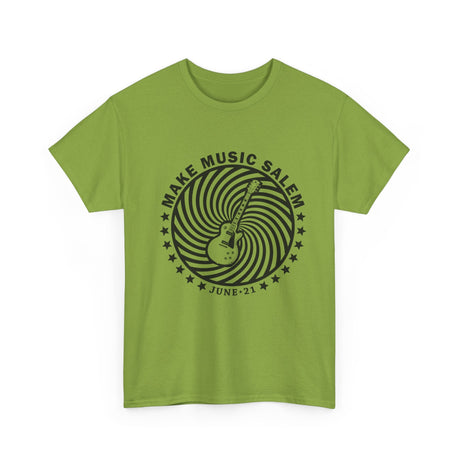 Make Music Salem Spiral Guitar T-Shirt T-Shirt Printify - RiverCity Rockstar Academy Music Store, Salem Keizer Oregon
