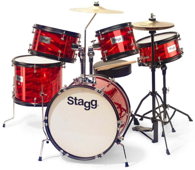 Stagg 5-piece junior drum set with hardware - Red Drums Stagg - RiverCity Rockstar Academy Music Store, Salem Keizer Oregon