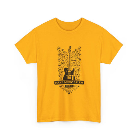Make Music Day Salem Floral Guitar Black Logo T-Shirt T-Shirt Printify - RiverCity Rockstar Academy Music Store, Salem Keizer Oregon