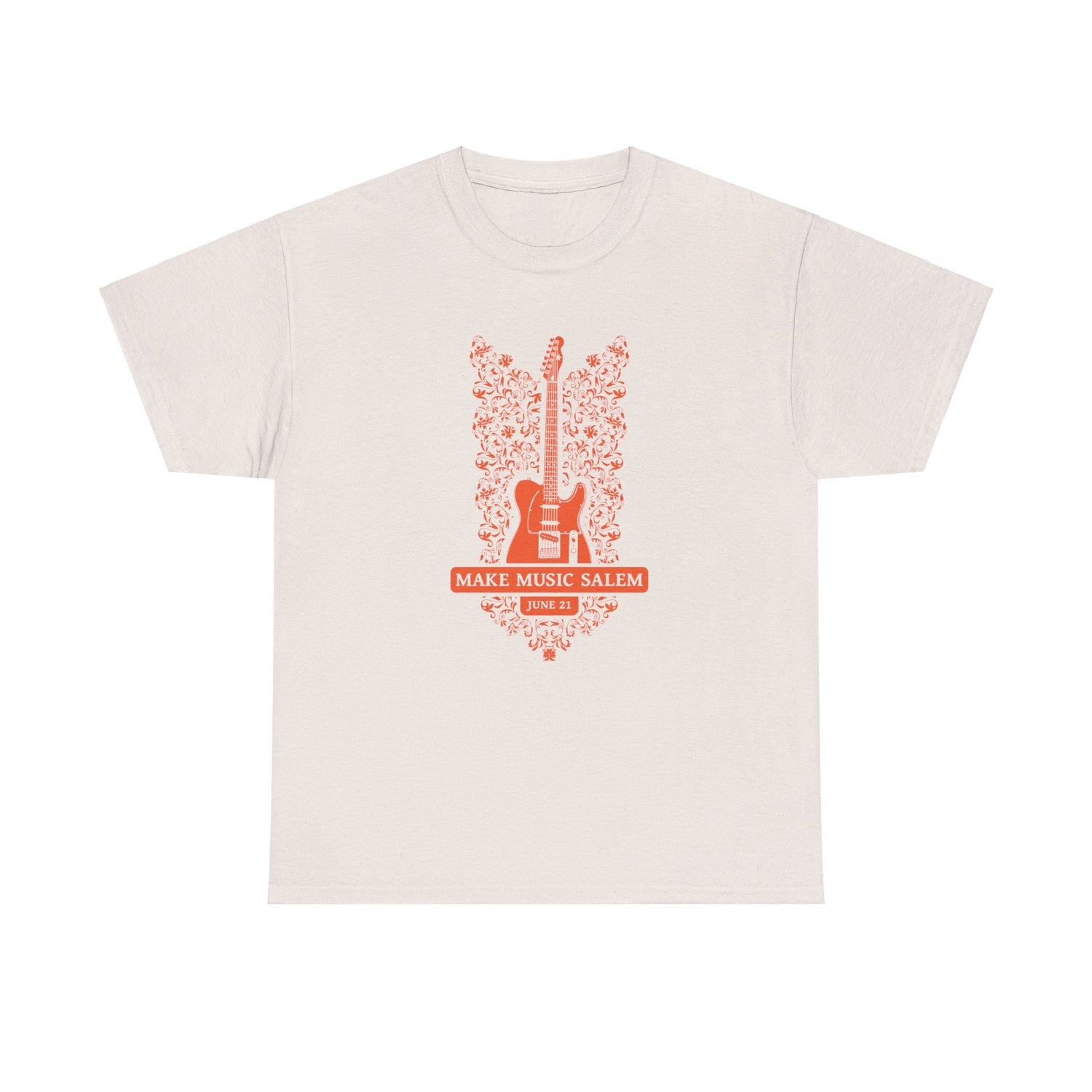 Make Music Salem Floral Guitar T-Shirt T-Shirt Printify - RiverCity Rockstar Academy Music Store, Salem Keizer Oregon