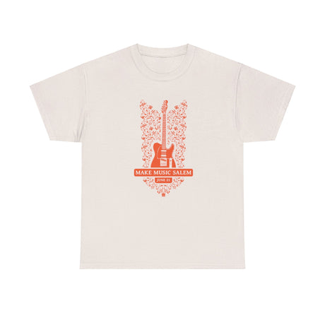 Make Music Salem Floral Guitar T-Shirt T-Shirt Printify - RiverCity Rockstar Academy Music Store, Salem Keizer Oregon