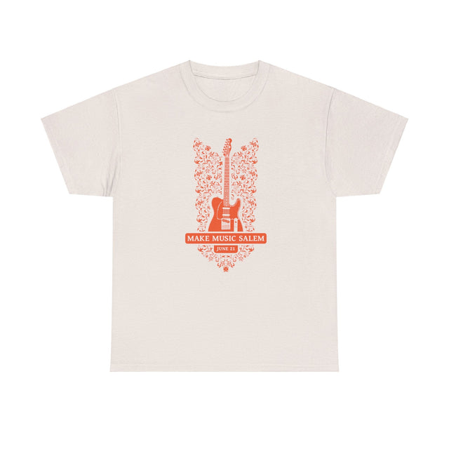 Make Music Salem Floral Guitar T-Shirt T-Shirt Printify - RiverCity Rockstar Academy Music Store, Salem Keizer Oregon