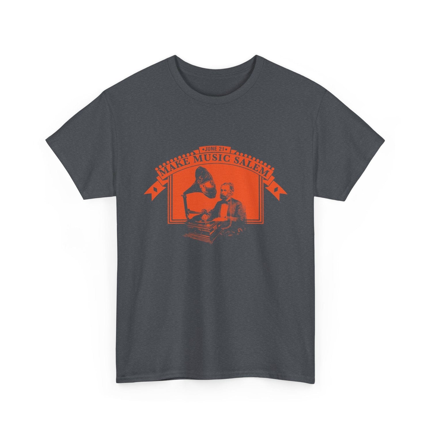 Make Music Day Salem Turntable Orange Logo T-Shirt T-Shirt Printify - RiverCity Rockstar Academy Music Store, Salem Keizer Oregon