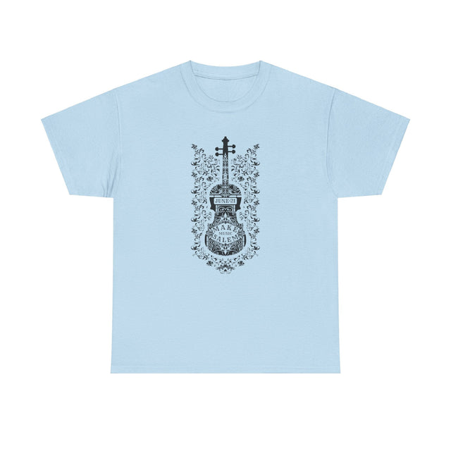 Make Music Day Salem Floral Violin Black Logo T-Shirt T-Shirt Printify - RiverCity Rockstar Academy Music Store, Salem Keizer Oregon