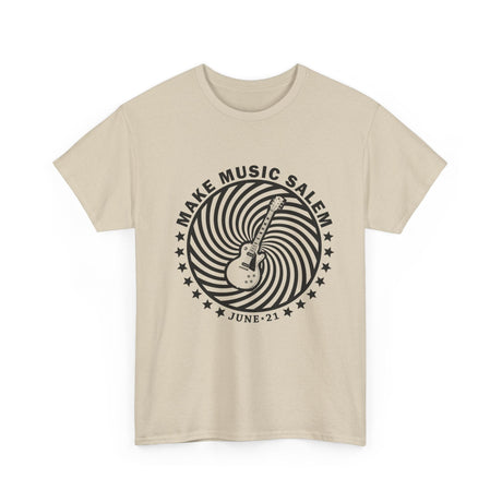 Make Music Salem Spiral Guitar T-Shirt T-Shirt Printify - RiverCity Rockstar Academy Music Store, Salem Keizer Oregon