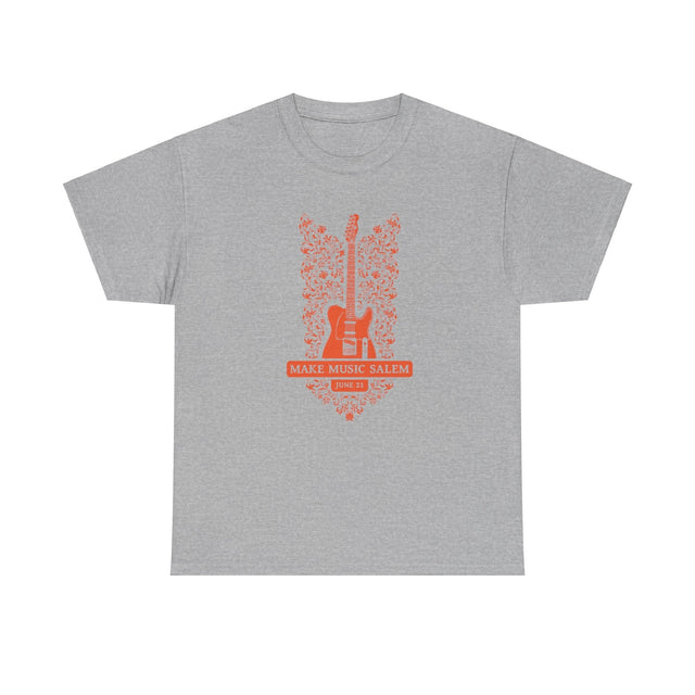 Make Music Salem Floral Guitar T-Shirt T-Shirt Printify - RiverCity Rockstar Academy Music Store, Salem Keizer Oregon