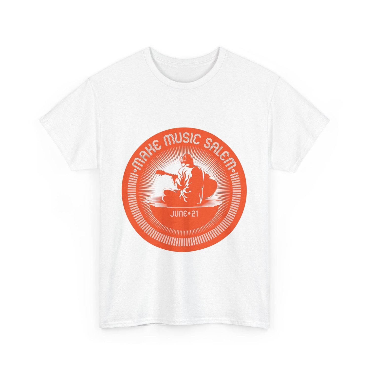 Make Music Day Salem Guitar Guy Orange Logo T-Shirt T-Shirt Printify - RiverCity Rockstar Academy Music Store, Salem Keizer Oregon