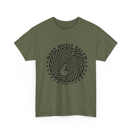 Make Music Salem Spiral Guitar T-Shirt T-Shirt Printify - RiverCity Rockstar Academy Music Store, Salem Keizer Oregon