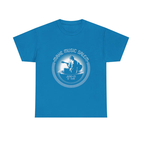 Make Music Day Salem Guitar Guy White Logo T-Shirt T-Shirt Printify - RiverCity Rockstar Academy Music Store, Salem Keizer Oregon
