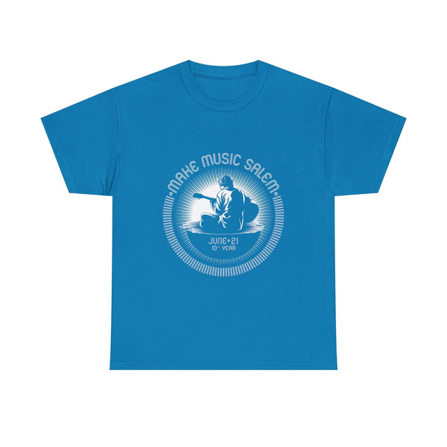 Make Music Day Salem Guitar Guy White Logo T-Shirt T-Shirt Printify - RiverCity Rockstar Academy Music Store, Salem Keizer Oregon